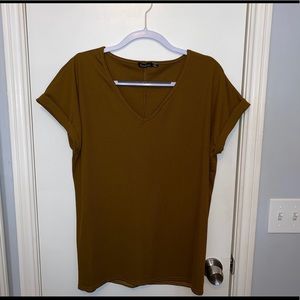 Bohoo Mocha Ribbed T-Shirt